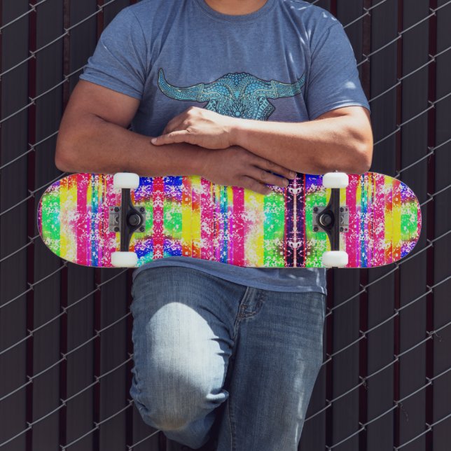 Placa de skate de Arco-Íris com Distância Neon (Ao ar livre 3)