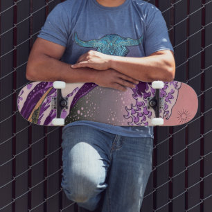 Placa de Skateboard Roxo Retro Bright