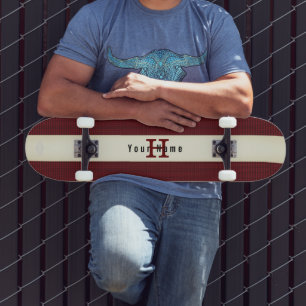 Placa de Skateboard Vermelha do Tom Vintage com o 