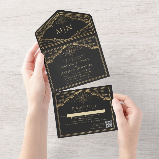 Placa de Tarot Elegante Sun Moon Convite de casame (Tearaway)