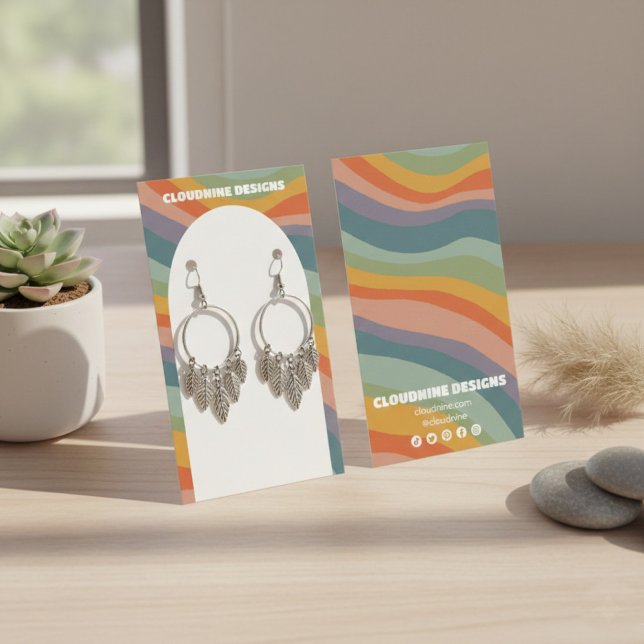 Placa de vídeo de colar de colar do arco-íris (Rainbow Wave Arch Earring Necklace Jewelry Display Card
)