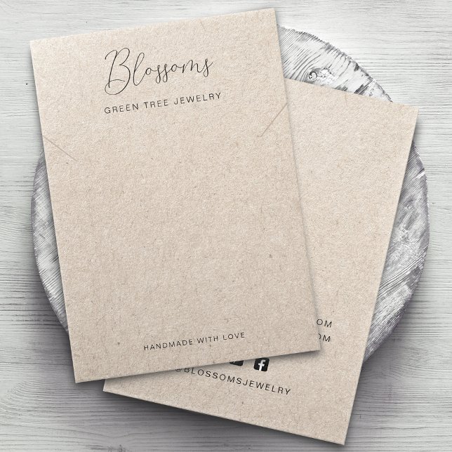 Placa de vídeo de colar de papel Kraft impressa em (Rustic Printed Kraft Paper Necklace Personalized Display Card)