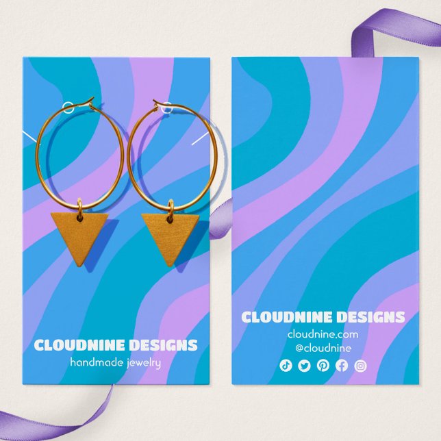 Placa de vídeo de joalharia do colar de onda retrô (Blue Purple Retro Wave Earring Necklace Jewelry Display Card
)