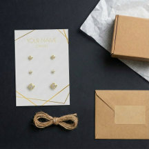 Placa de visualização de brinco geométrico em ouro