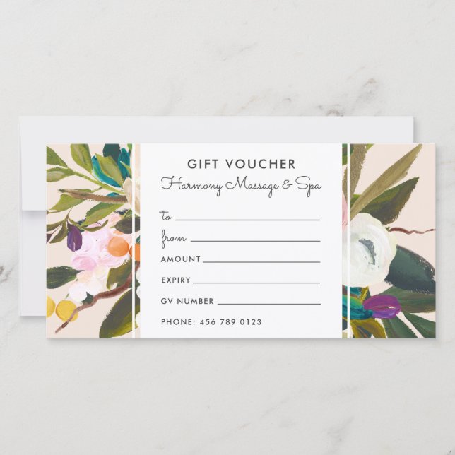 Placa de Voucher de Presente Floral de Bosta Botân (Frente)