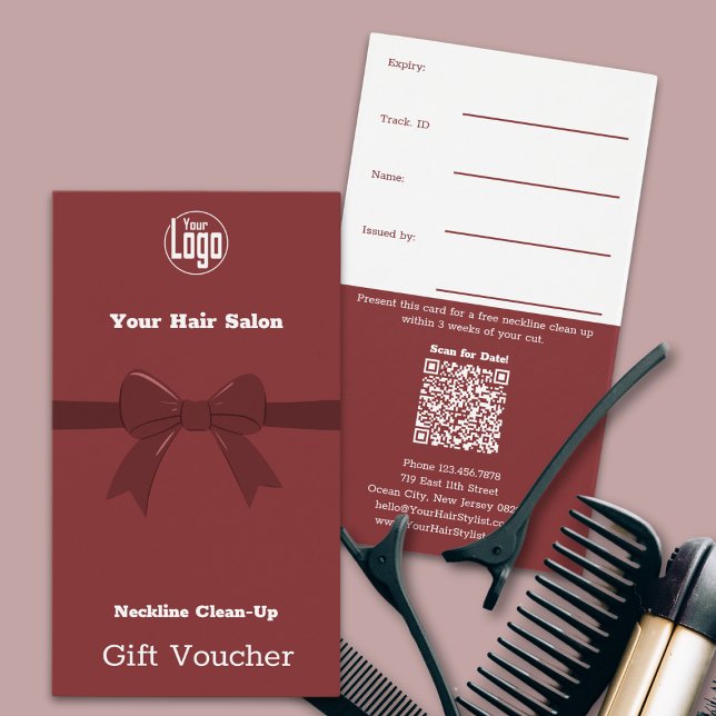 Placa de Voucher Simples de Limpeza da Linha de Pe (Simple Neckline Clean-Up Voucher Card, Smoky-Topaz & White, Ribbon)