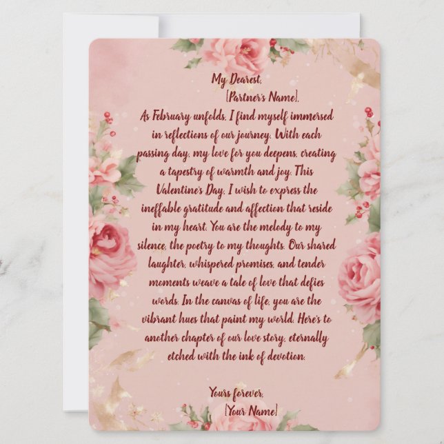 Placa 💖 Dia de os namorados Floral Bliss ✨ (Frente)