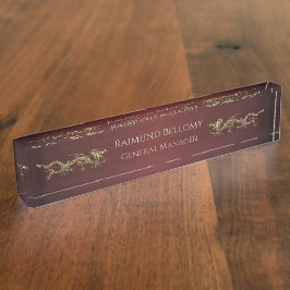 Placa do Dragão Vermelho Metálico Elegante