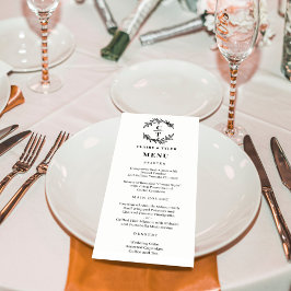 Placa do Menu de Casamento COR EDITÁVEL Iniciais d