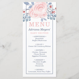 Placa do menu do chá de fraldas, azul, rosa-claro