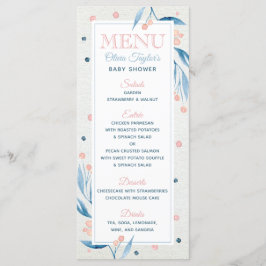 Placa do menu do chá de fraldas, azul, rosa-claro