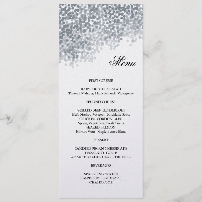 Placa do Menu Leve do Shimmer Silver (Frente)