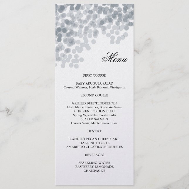 Placa do Menu Leve do Shimmer Silver (Frente)