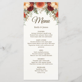 Placa do menu Rustic Casamento outono | Rosas de B