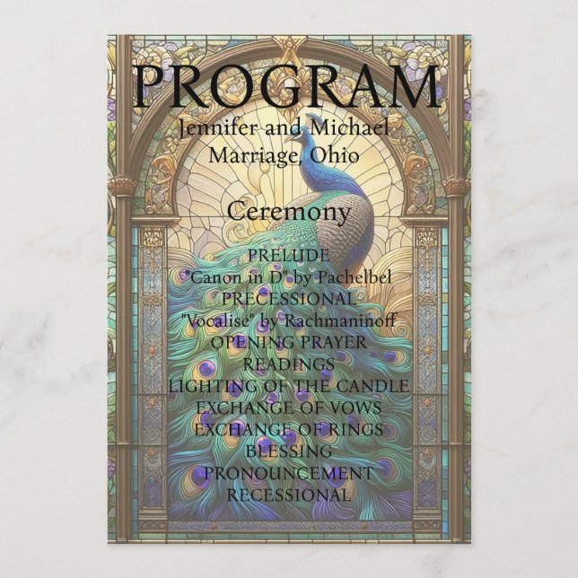 Placa do Programa de Vidro de Casamento de Peacock (Frente)