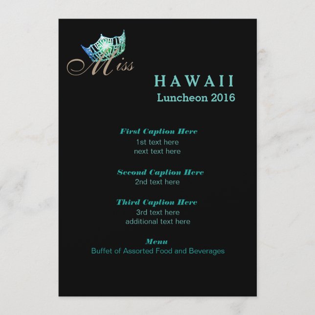 Placa do Programa Miss América Black Shimmer Lunch (Frente)