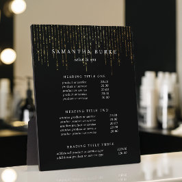 Placa Dourada Marquee | Apresentação de preços e serviço