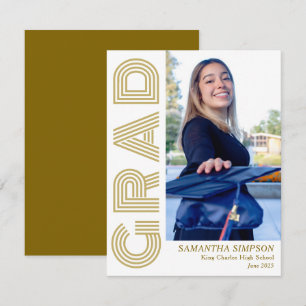 Placa Dourada Plana para Anúncio de Graduação Mode