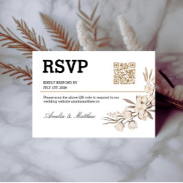 Placa elegante de código QR RSVP I de Casamento Fl