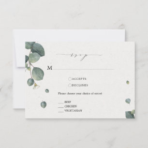 Placa Elegante Eucalyptus RSVP Com Opções De Refei