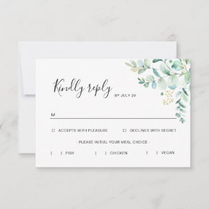 Placa Eucalyptus Greenery Rsvp com opções de refei