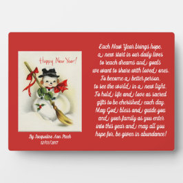 Placa Feliz ano novo Snowman