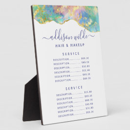 Placa Fire Opal Arco-Íris Gemstone Menu Plaque
