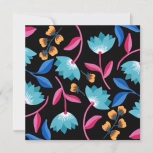 Placa Floral Abstrato, Pintada, Cor-de-Rosa Brilha