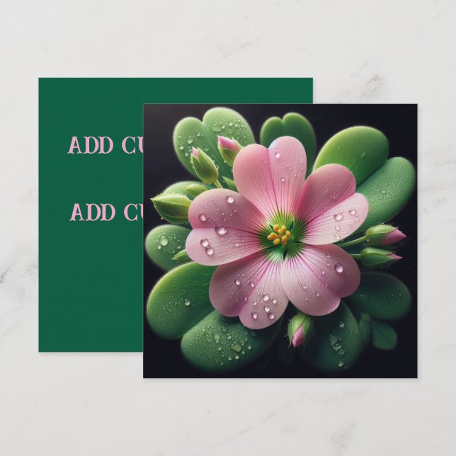 Placa Floral Rosa e Verde-Oxalis (Frente/Verso)