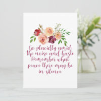Placa Floral Serene de Cotação Pacífica do Poema D