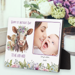 Placa Foto de Dia de as mães de Mamãe e Vaca-Bebê