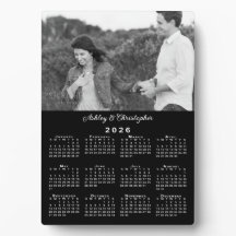 Foto e nomes personalizados Calendário 2026 Preto