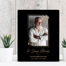 Fúnebre Preto Falso Ramos Dourados Foto Lembrança