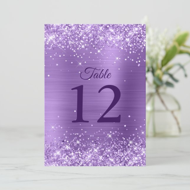 Placa Glittery Light Purple Número 5x7 (Em pé/Frente)