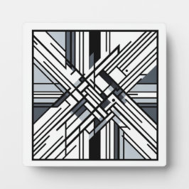 Placa Grade Monocromática X – Arte abstrata geométrica d