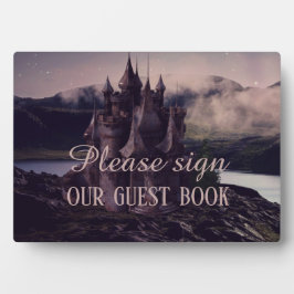 Placa Guestbook do castelo gótico romântico escuro