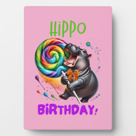 Placa Hippo Birthday Cheerful, Colorida Nadadora |
