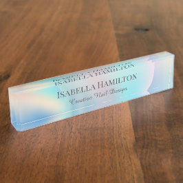 Placa Holográfica de Nome de Mesa Líquida