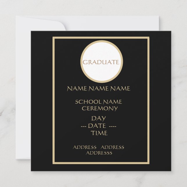 PLACA INSERIDA DE GRADUAÇÃO PRETA E DOURADA (Frente)
