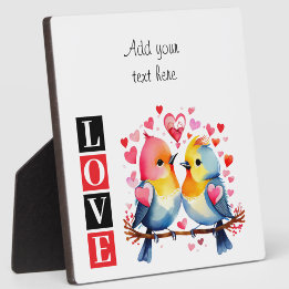 Placa Lovebirds romantic custom text valentine red