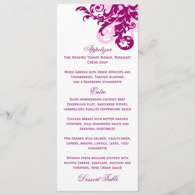 Placa Magenta Flourish Menu (Verso)