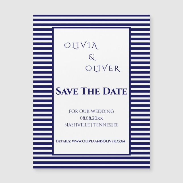 Placa magnética com risca branca e azul marinho (Frente)