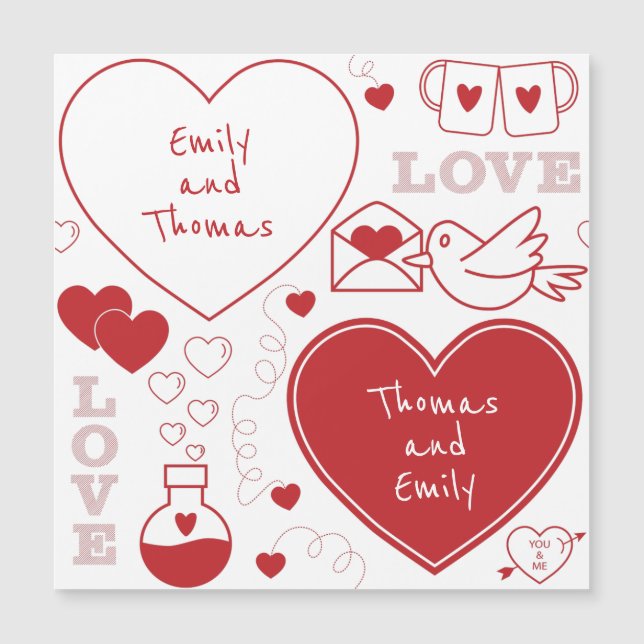 Placa magnética padrão do namorados - Vermelho em  (Frente)