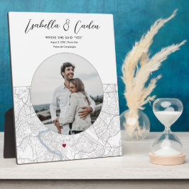 Placa Mapa de Roma Noivado Foto do Presente Vertical