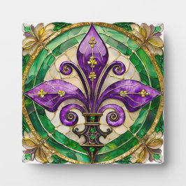 Placa Mardi Gras StainGlass Fleur de lis
