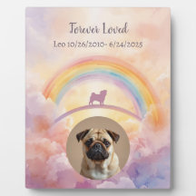 Placa Memorial Ponte Arco-íris Pug Aquarela Pet