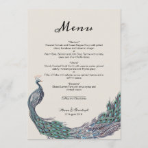 PLACA MENU DE CASAMENTO PEACOCK