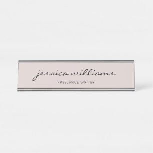 Placa minimalista de nome de mesa de caligrafia mo