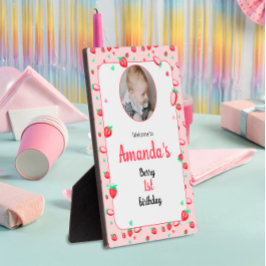 Placa Morango de primeiro aniversario