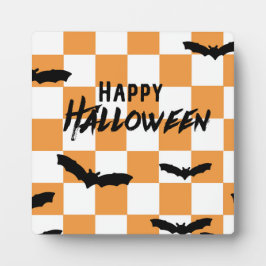 Placa Morcegos Assustadores Modernos do Halloween Xadrez